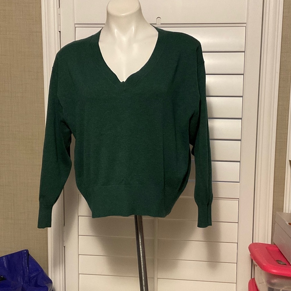 a new day Deep Green V-Neck Sweater
